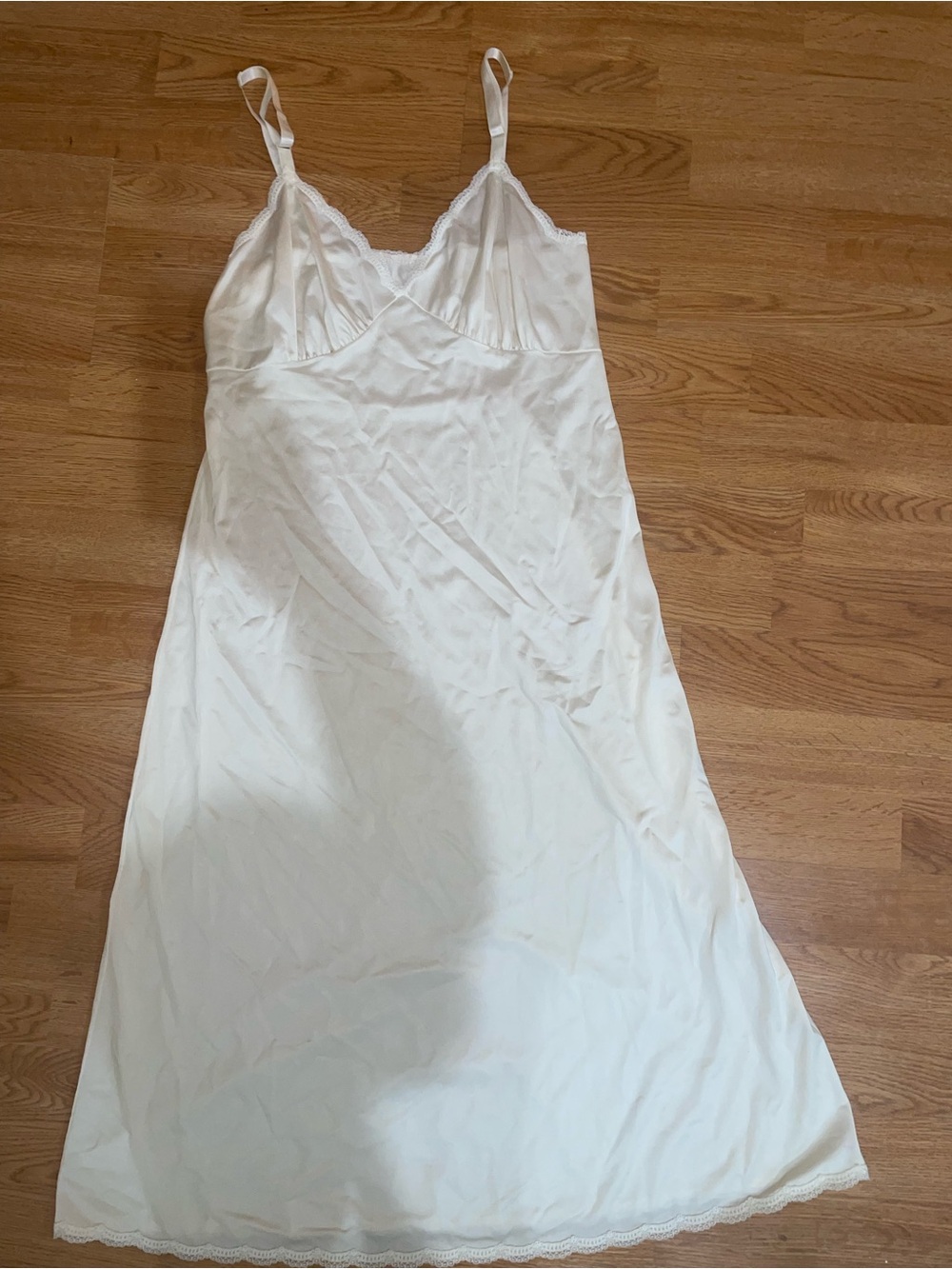 Vintage 70s SHADOWLINE Ivory Lace Slip Dress